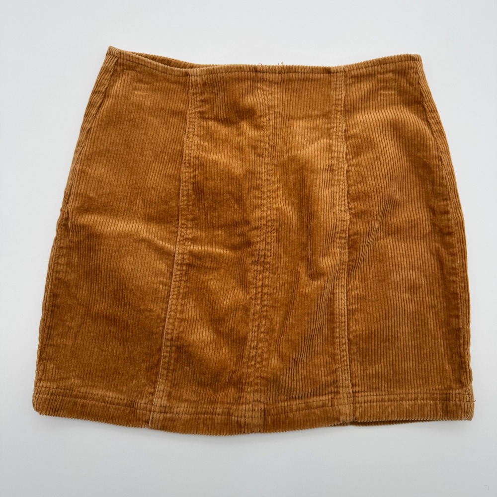 PacSun Brown Corduroy Mini Skirt High‎ Waisted Camel Tan Size 2 Boho Retro